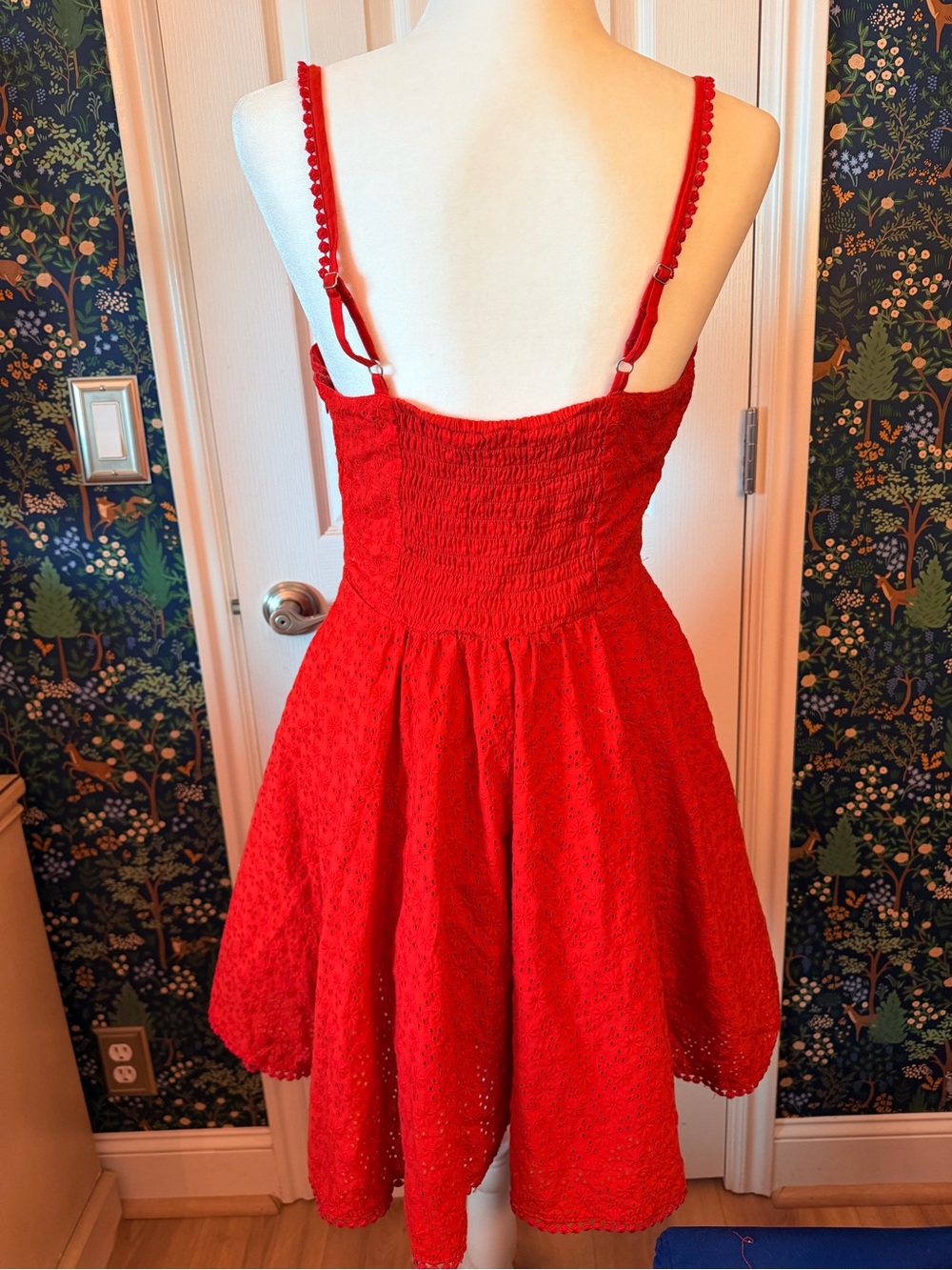 Altar'd State Red Eyelet Spaghetti-Strap Fit & Flare Mini - Picture 5 of 8